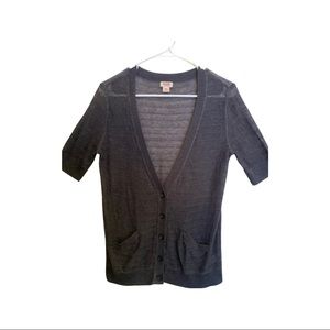 Mossimo Short Sleeve Gray Knitted Cardigan- Medium- Charcoal Gray